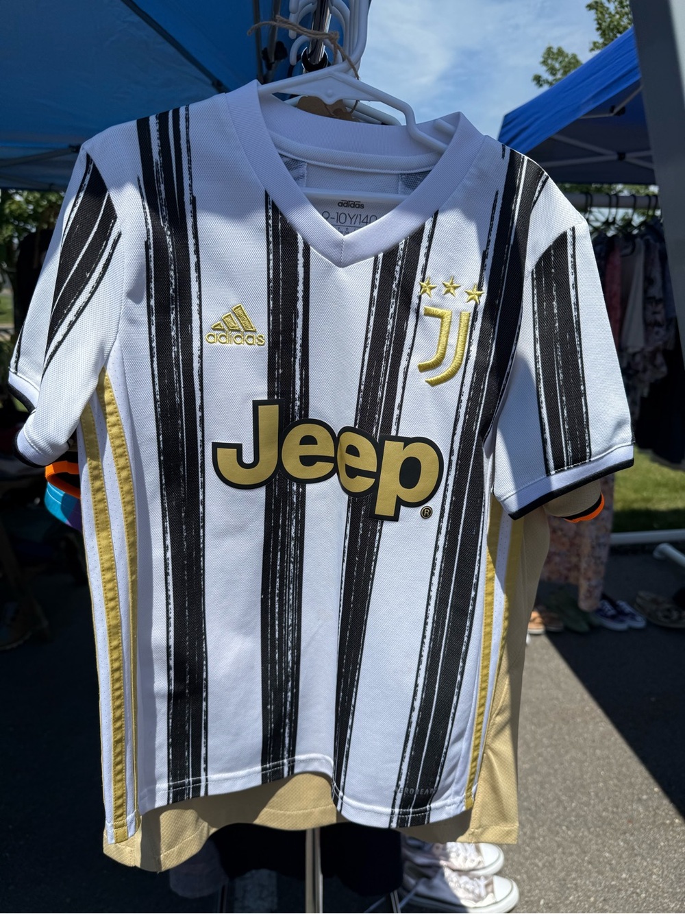 adidas Youth Juventus Replica Jersey in White, Black & Gold